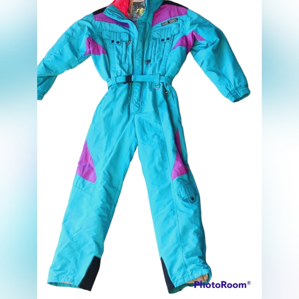 Vintage color block ski jumpsuit